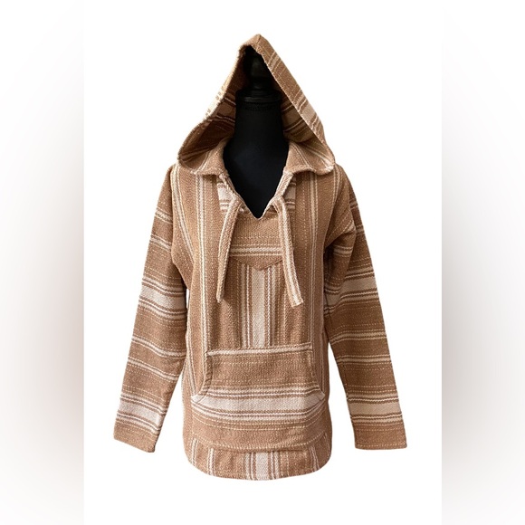 Original Senor Lopez: Mexican Baja Cream and Tan Pull Over Rug Hoodie - Picture 1 of 17